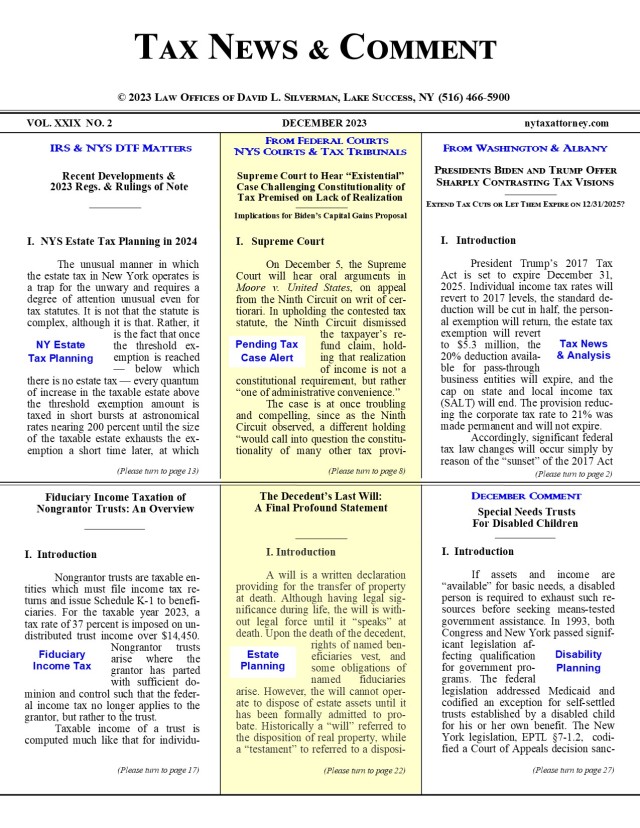 Tax News Dec. 2023 first page